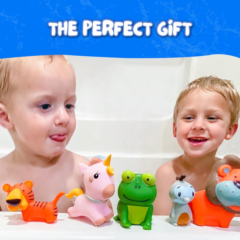 SplashEZ Animal Bath Toys | Mold Free Bath Toys for Kids & Toddlers with No Hole for Water | Lion & Friends Ideal Size for Little Hands | Safe, Durable for Baby Tub Pool Boys Girls Ages 0 & Up, 5-pack - Image 2