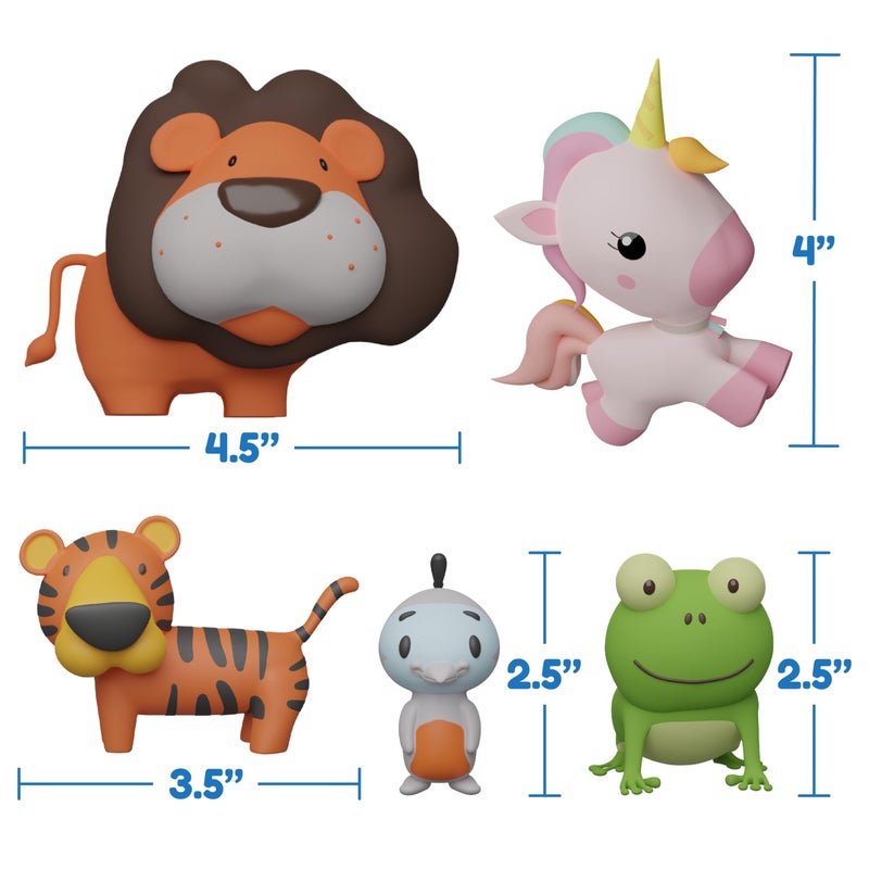 SplashEZ Animal Bath Toys | Mold Free Bath Toys for Kids & Toddlers with No Hole for Water | Lion & Friends Ideal Size for Little Hands | Safe, Durable for Baby Tub Pool Boys Girls Ages 0 & Up, 5-pack - Image 4