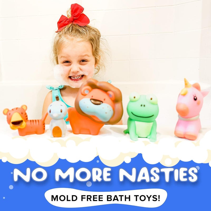 SplashEZ Animal Bath Toys | Mold Free Bath Toys for Kids & Toddlers with No Hole for Water | Lion & Friends Ideal Size for Little Hands | Safe, Durable for Baby Tub Pool Boys Girls Ages 0 & Up, 5-pack - Image 5