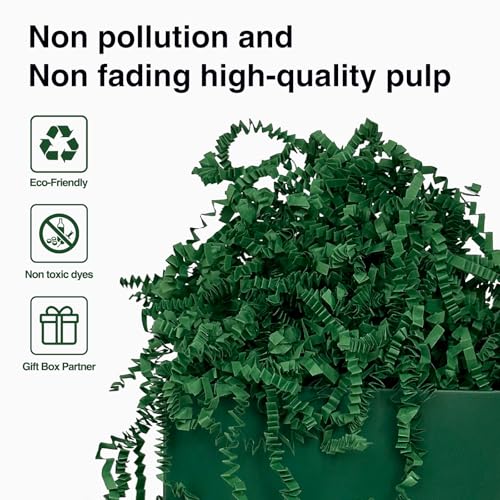 Corlcol 2LB Crinkle Paper Shred Filler for Bag Gift Box Basket Paper Shreded Stuffing Decoration for Christmas Day Holiday Party (Green) - Image 3