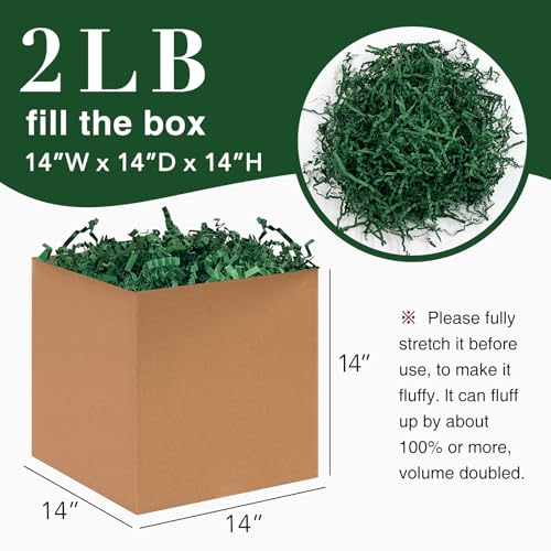 Corlcol 2LB Crinkle Paper Shred Filler for Bag Gift Box Basket Paper Shreded Stuffing Decoration for Christmas Day Holiday Party (Green) - Image 2