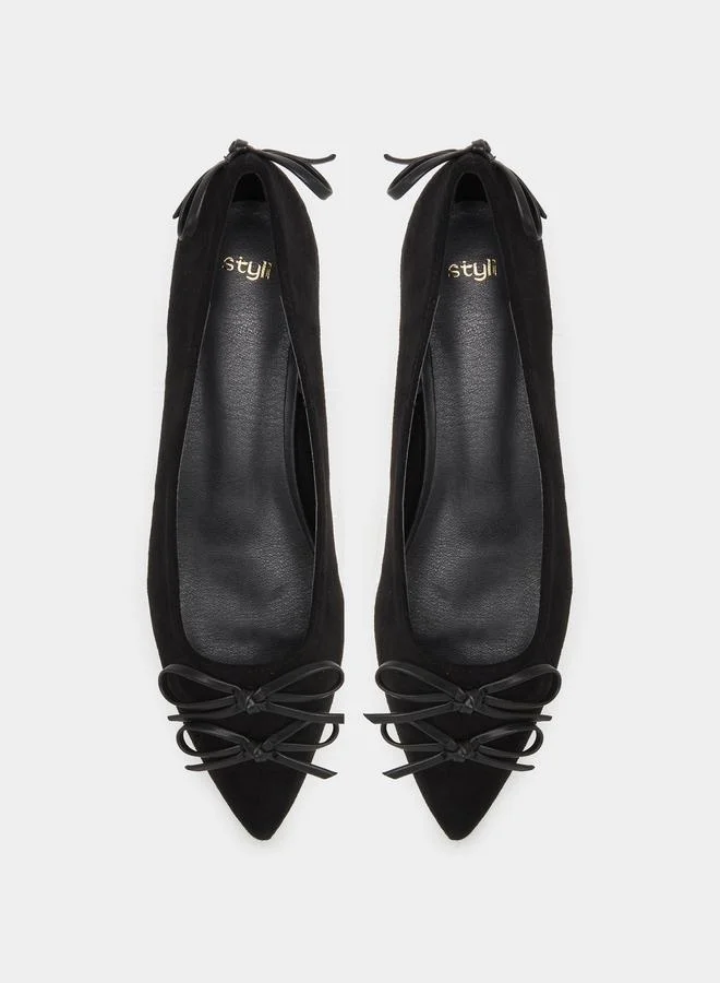ستايلي Styli Pointed Toe Bow Detail Shoes