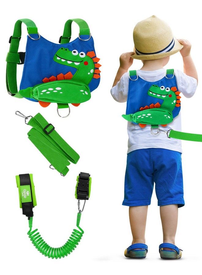 Lehoo Castle Toddler Leash For Boys 4In1 Toddler Harness With Leash With Anti Lost Wrist Link For Kids Baby Leash For Walking Kids Leash Backpack (Dinosaur Blue)  - Image 1