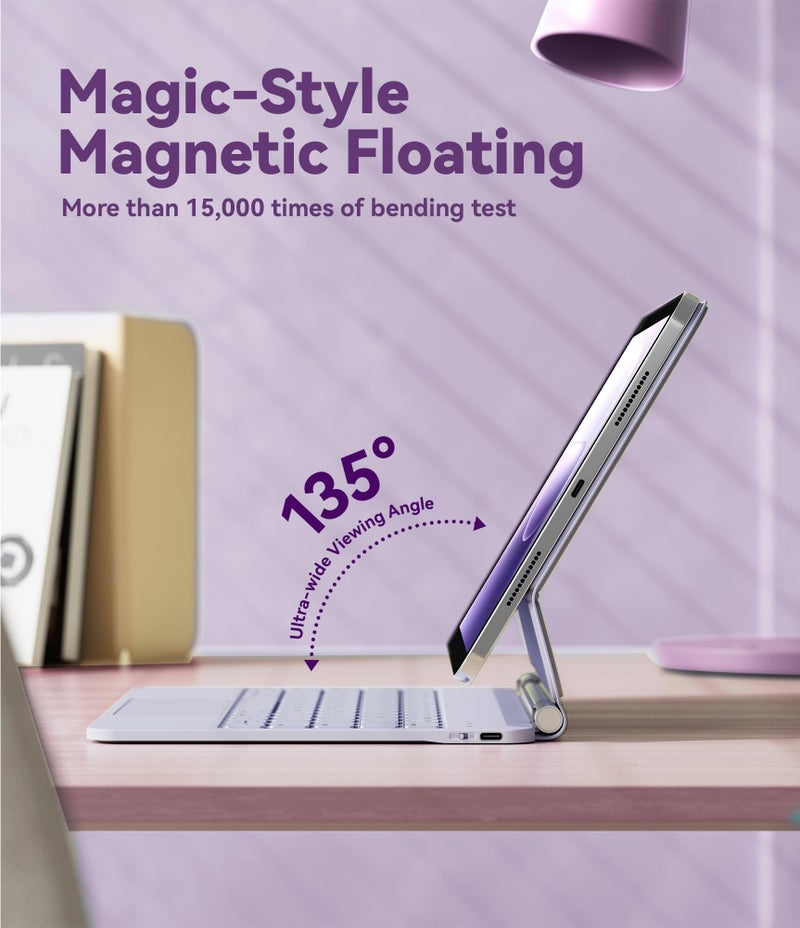 GreenLaw for iPad 11th(A16,2025)/10th(2022) Generation Case with Keyboard, Magic-Style Keyboard Stand, 7 Color Backlit, Stain-Resistant Surface, Multi-Touch Trackpad, Light Purple - Image 5