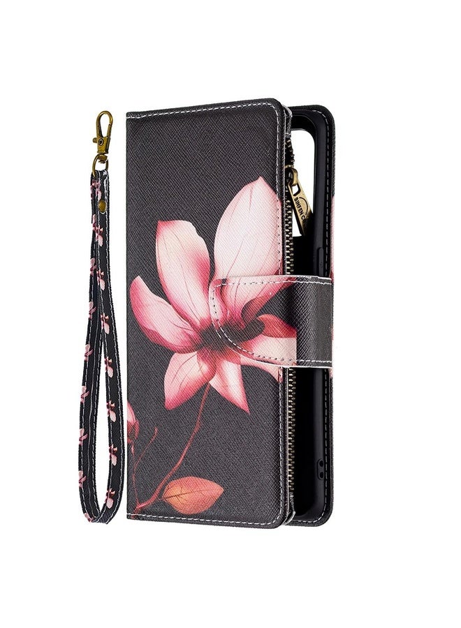 HuHa Case Cover For OPPO Reno5 Pro 5G Colored Drawing Pattern Zipper Horizontal Flip Leather Case with Holder & Card Slots & Wallet(Lotus)  - Image 2