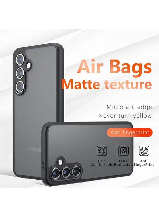 Case for Samsung Galaxy S24 FE 5G, Frosted Translucent Back Protective Slim Phone Cover, Anti-Fingerprints, Anti-Fall Drop Protection, Shockproof Case for Samsung Galaxy S24 FE 5G (Black) - Image 1