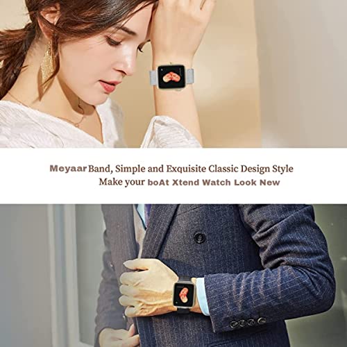 Meyaar Stainless Steel Magnetic Band Mesh Watch Strap For Unisex Adult 23mm Width With Adjustable Loop Only Compatible With Boat Xtend Smartwatch (Watch Not Included) (Silver - 90mm Length) - Image 5