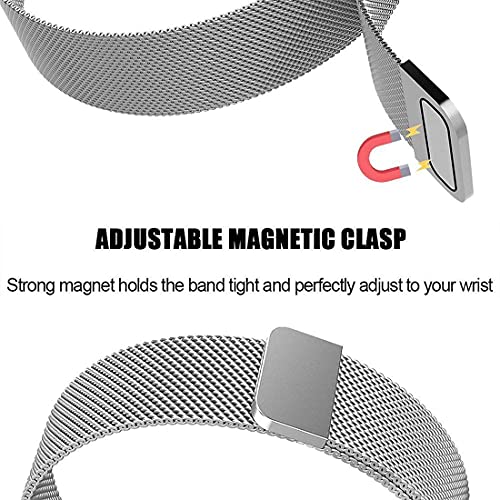 Meyaar Stainless Steel Magnetic Band Mesh Watch Strap For Unisex Adult 23mm Width With Adjustable Loop Only Compatible With Boat Xtend Smartwatch (Watch Not Included) (Silver - 90mm Length) - Image 4