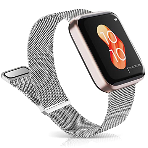 Meyaar Stainless Steel Magnetic Band Mesh Watch Strap For Unisex Adult 23mm Width With Adjustable Loop Only Compatible With Boat Xtend Smartwatch (Watch Not Included) (Silver - 90mm Length) - Image 1