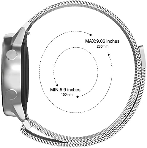 Meyaar Stainless Steel Magnetic Band Mesh Watch Strap For Unisex Adult 23mm Width With Adjustable Loop Only Compatible With Boat Xtend Smartwatch (Watch Not Included) (Silver - 90mm Length) - Image 3