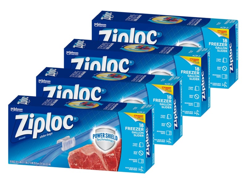 Ziploc Ziploc Gallon Food Storage Freezer Slider Bags Power Shield Technology for More Durability 72 Count