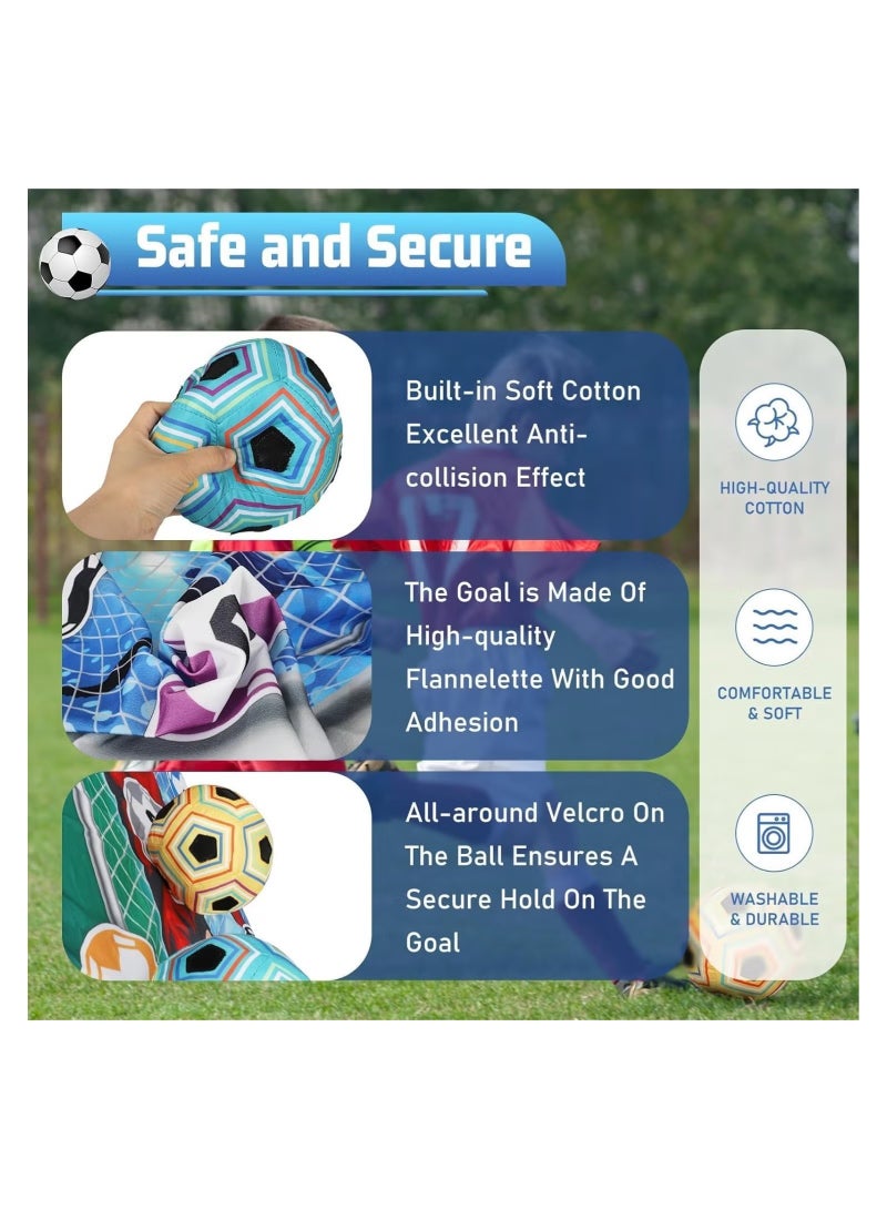 Ailily Kids Soccer Ball, Outdoor Soccer Ball Game for Kids and Adults, Soccer Ball Set with 1 Flannel Soccer Goal, 2 Soccer Balls, 4 Sticky Hooks, 4 Black Ribbons and 2 Ground Stakes - Image 2