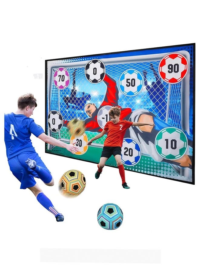 Ailily Kids Soccer Ball, Outdoor Soccer Ball Game for Kids and Adults, Soccer Ball Set with 1 Flannel Soccer Goal, 2 Soccer Balls, 4 Sticky Hooks, 4 Black Ribbons and 2 Ground Stakes - Image 1