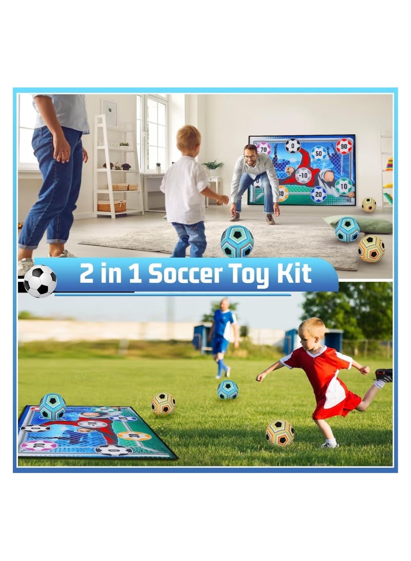 Ailily Kids Soccer Ball, Outdoor Soccer Ball Game for Kids and Adults, Soccer Ball Set with 1 Flannel Soccer Goal, 2 Soccer Balls, 4 Sticky Hooks, 4 Black Ribbons and 2 Ground Stakes - Image 5