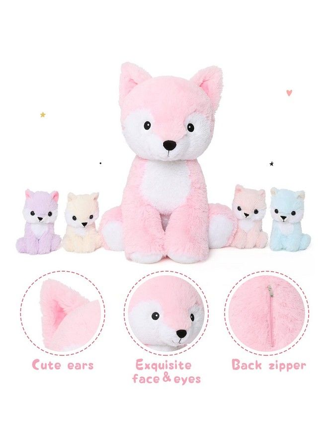 Fox Stuffed Animals Plush Toys, Soft Stuffed Fox Mommy & Babies Set, Fox Plush Toy Large Size, 19In - Image 4