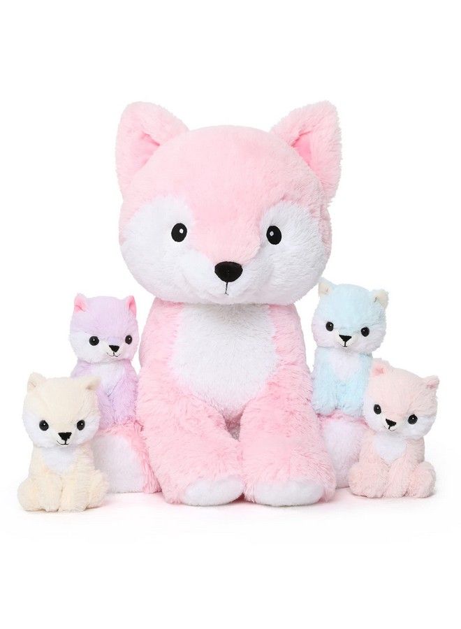 Fox Stuffed Animals Plush Toys, Soft Stuffed Fox Mommy & Babies Set, Fox Plush Toy Large Size, 19In - Image 2