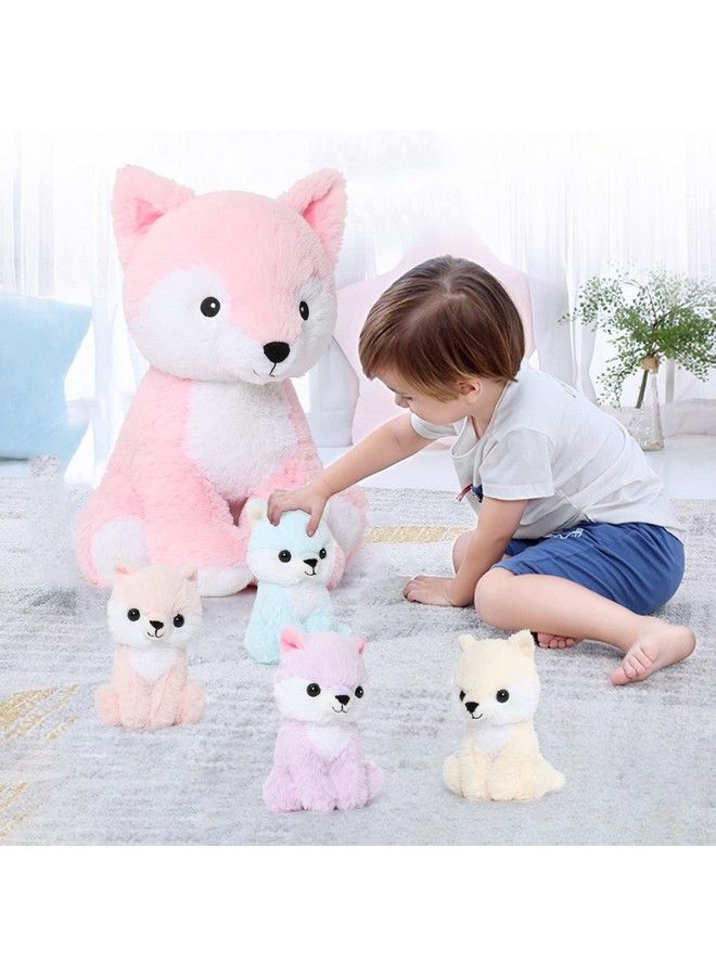 Fox Stuffed Animals Plush Toys, Soft Stuffed Fox Mommy & Babies Set, Fox Plush Toy Large Size, 19In - Image 3