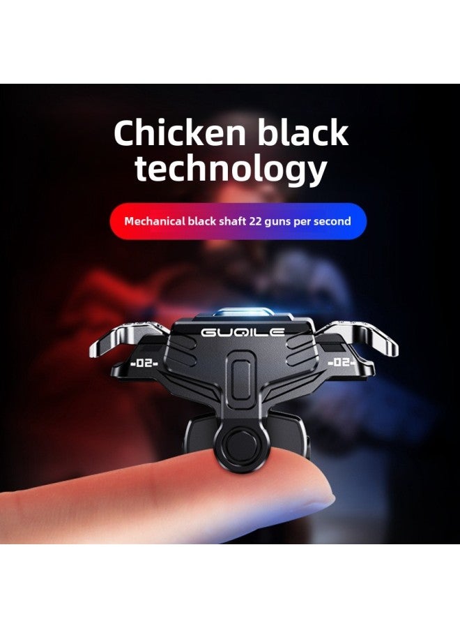 GT02 Chicken Eating Artifact K03 Fourth Generation Protector Adapted To Mobile Phone Radiator Fan Finger Set Game Handle-Product Color:G12 Black Pair - Image 2