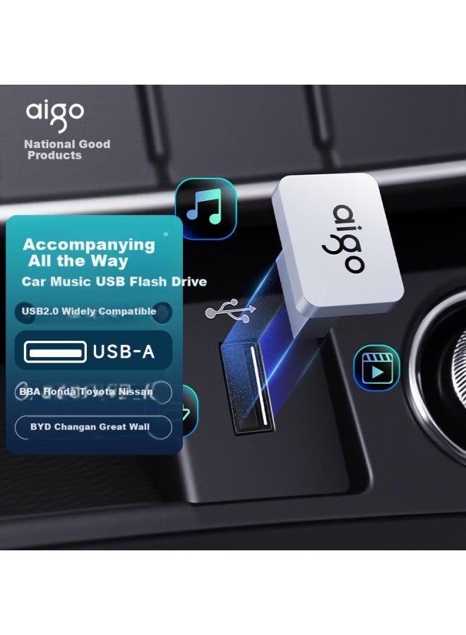 aigo Aigo 32Gb Usb2.0 Car Flash Drive C1A Mini Version, Silver, Usb-A Metal Car Drive, Laptop Office Usb Stick - Image 3