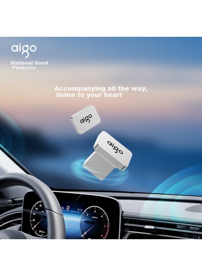 aigo Aigo 32Gb Usb2.0 Car Flash Drive C1A Mini Version, Silver, Usb-A Metal Car Drive, Laptop Office Usb Stick - Image 1