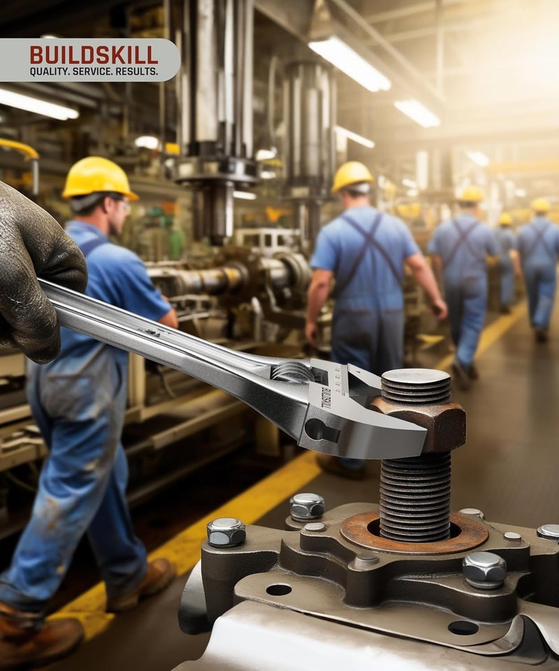 BUILDSKILL مفتاح ربط قابل للتعديل 12" 300 مم | فولاذ كروم فانيوم | للاستخدام المهني والمنزلي | جانب واحد | أدوات السباكة المقاومة للصدأ | مفتاح قابل للتعديل مع مقياس ليزر (ضمان 6 أشهر) - Image 5