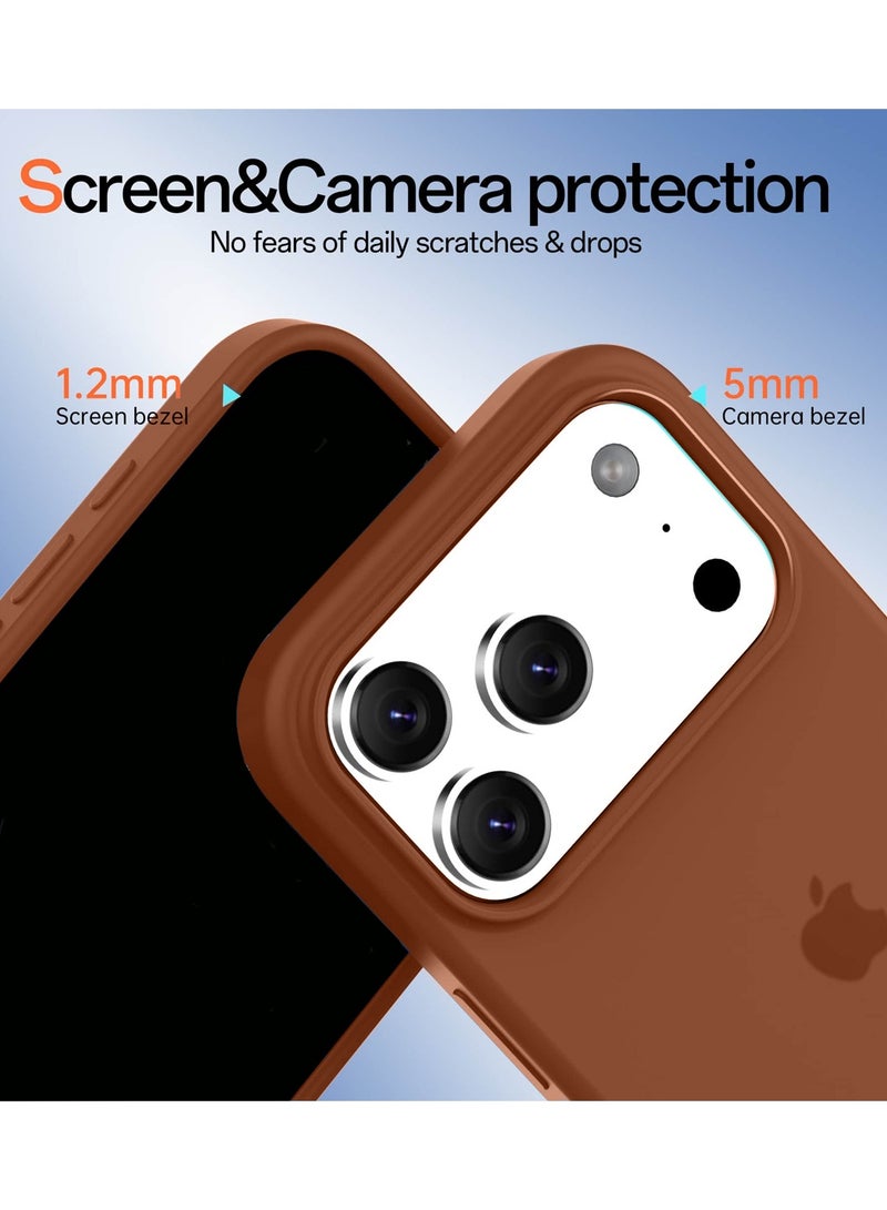 دبليو تيك جراب أبل آيفون 17 برو ماكس 5G لعام 2025 من السليكون السائل الفاخر عالي الجودة (MCRPSN) - بني - Image 3