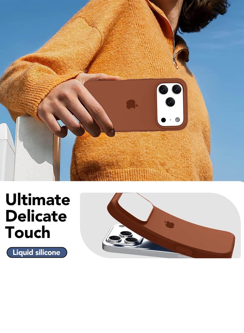 دبليو تيك جراب أبل آيفون 17 برو ماكس 5G لعام 2025 من السليكون السائل الفاخر عالي الجودة (MCRPSN) - بني - Image 2