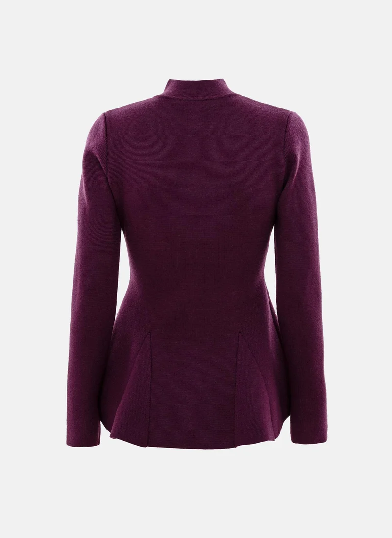 Lichi Jersey jacket with stand-up collar and golden buttons