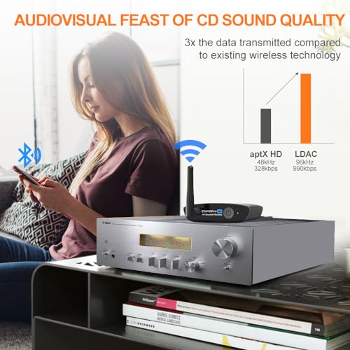 1Mii HiFi Bluetooth 5.3 Music Receiver for Home Stereo with LDAC, Bluetooth Audio Adapter with Audiophile DAC aptX HD, RCA Optical Output for AV Receiver or Stereo Amplifier - DS200Pro - Image 3