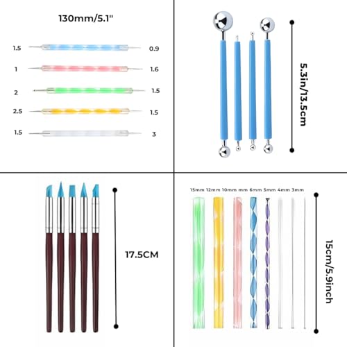 Oytra Art Tools Set for Clay Sculpting Mandala Painting Dotting Carving Embossing Tools Cake Decoration for Polymer Clay Jewellery Nail Art for Artists Professionals - Image 2