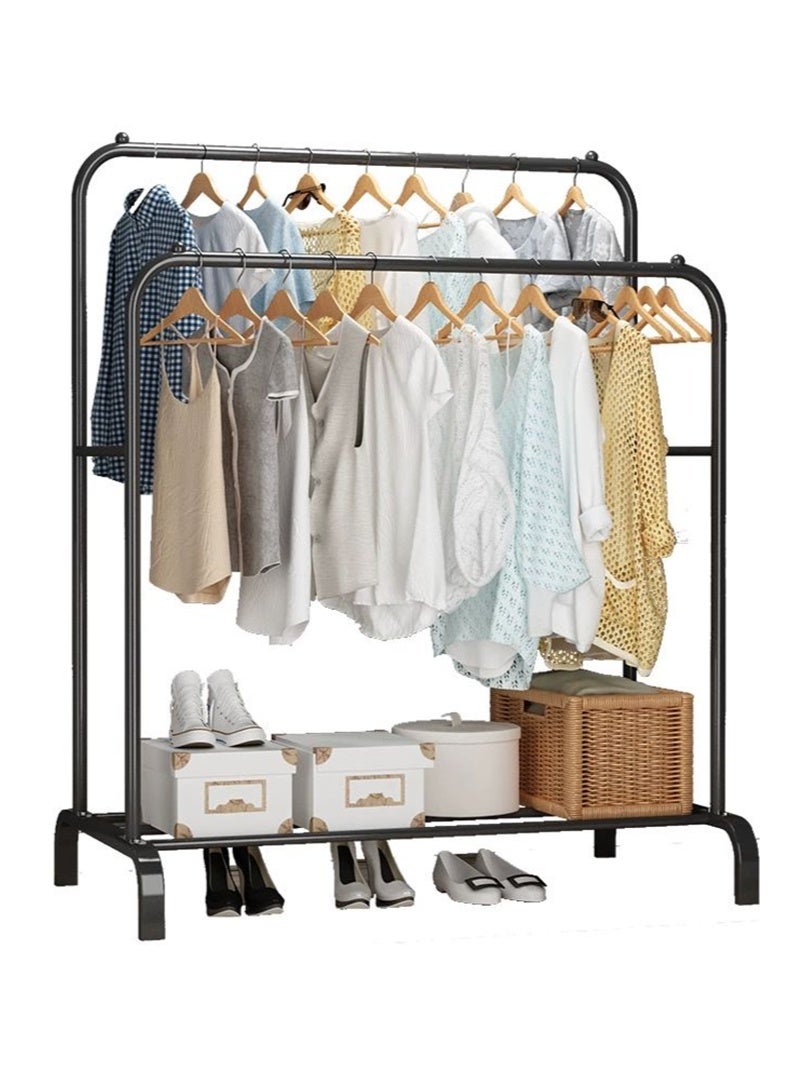 Black double-pole hanger, single-layer storage, metal pole hanger, lengthened and firm type - Image 5