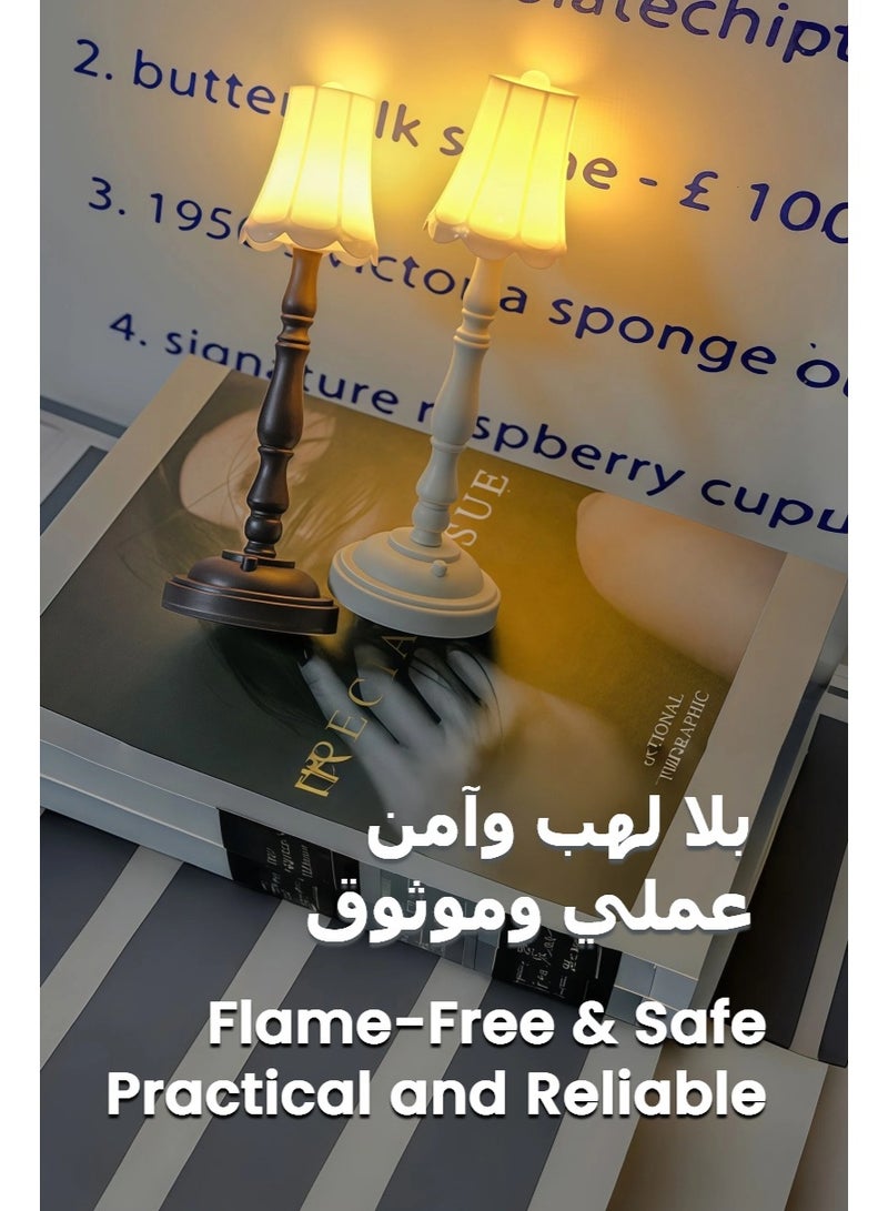 Cordless Table Lamp Set of 2 table lamps Creative Atmosphere Battery Operated Vintage American Lamp LED small Night Lamp for Ramadan Home Decoration/Party - Image 4