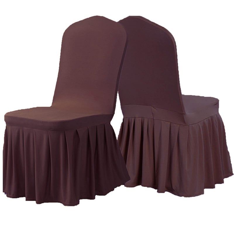 Dimatic Dimatic Dining Room Chair Covers Set of 2  Stretch Parsons Slipcovers with Skirt Super Fit Spandex Chair Seat Protector Cover for Dining Room  Hotel  Ceremony (Brown) - Image 4