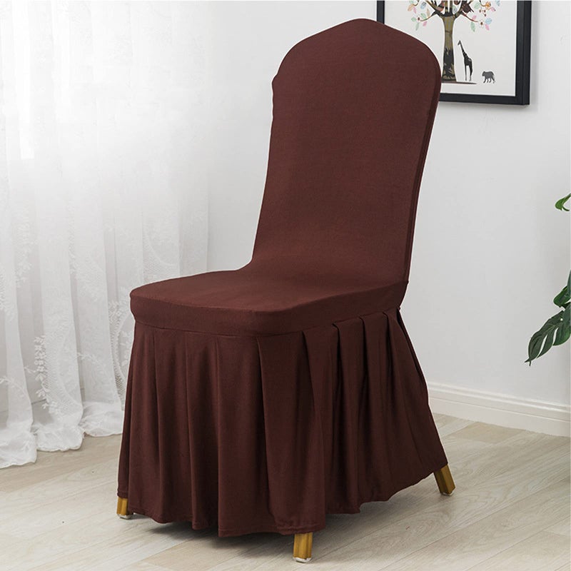 Dimatic Dimatic Dining Room Chair Covers Set of 2  Stretch Parsons Slipcovers with Skirt Super Fit Spandex Chair Seat Protector Cover for Dining Room  Hotel  Ceremony (Brown) - Image 2