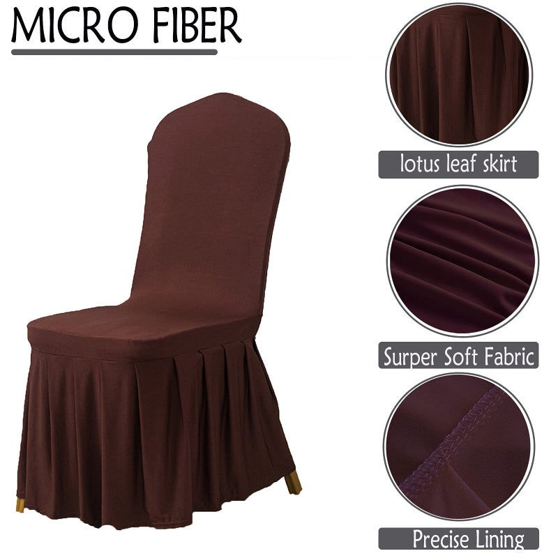 Dimatic Dimatic Dining Room Chair Covers Set of 2  Stretch Parsons Slipcovers with Skirt Super Fit Spandex Chair Seat Protector Cover for Dining Room  Hotel  Ceremony (Brown) - Image 3