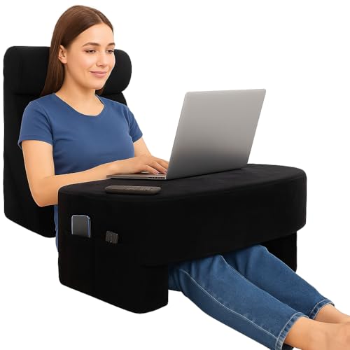 CUSHIO Lap Desk & Wedge Combo for Laptops, Study and Reading | Memory Foam Adjustable Wedge with Headrest for Back Support & Lap Desk Pillow-Gaming & Reading Pillow (Black) - Image 1