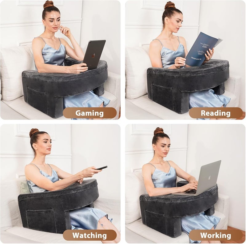 CUSHIO Lap Desk & Wedge Combo for Laptops, Study and Reading | Memory Foam Adjustable Wedge with Headrest for Back Support & Lap Desk Pillow-Gaming & Reading Pillow (Black) - Image 5