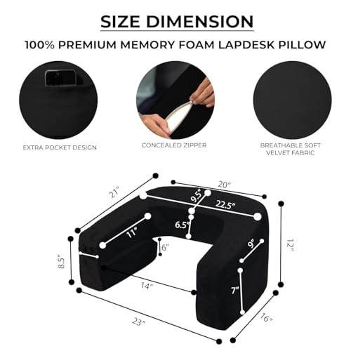 CUSHIO Lap Desk & Wedge Combo for Laptops, Study and Reading | Memory Foam Adjustable Wedge with Headrest for Back Support & Lap Desk Pillow-Gaming & Reading Pillow (Black) - Image 3