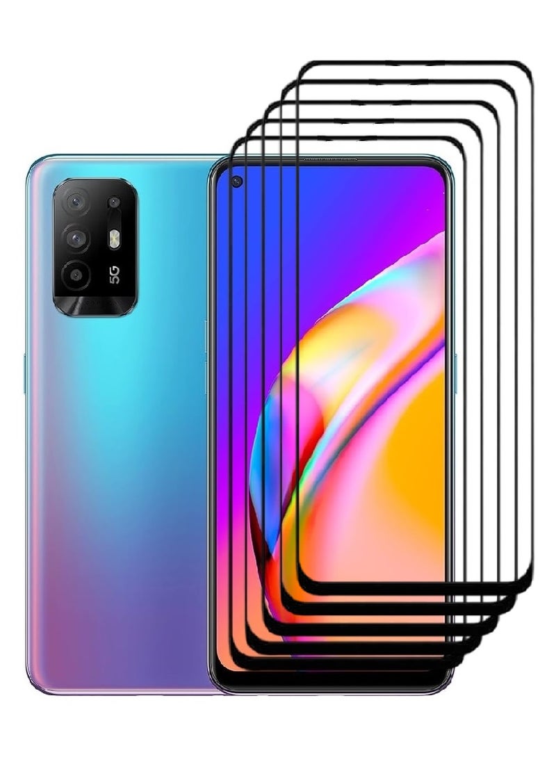 AINA 5 Pieces Tempered Glass Screen Protector 5D Designed For Oppo A94 5G Full Glue Edge to Edge Full Screen Coverage And Bubble Free - Image 1