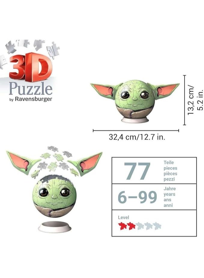 Ravensburger لعبة بازل ثلاثية الأبعاد من ستار وورز مانديالوريان غروغو 72 قطعة | كرة بقطر 13 سم مع آذان قابلة للإرفاق وحامل عرض - لا حاجة للصمغ، تجميع سهل بنقرة واحدة | 11556-3 - Image 4