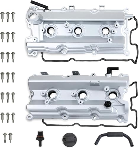 MILIPARTS Upgrade Aluminum Engine Valve Cover Set wGaskets Compatible with 20032008 Nissan 350Z Infiniti G35 FX35 M35 VQ35DE 35L V6 Replaces Parts 13264AM600 13264AM610 Silver - Image 1