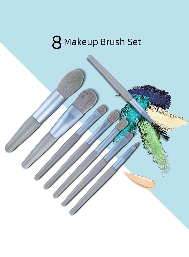 Makeup Brushes Set with Bag, 8pcs Travel Makeup Brush Kit, Travel Portable Soft Makeup Brushes Set Eye Shadow Foundation Powder Eyelash Lip Concealer Blush for Delicate Makeup Techniques - Image 3