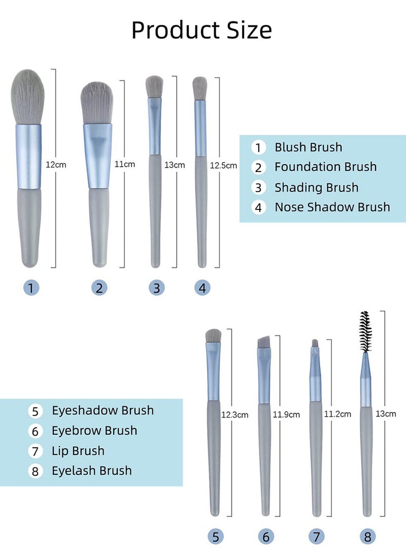 Makeup Brushes Set with Bag, 8pcs Travel Makeup Brush Kit, Travel Portable Soft Makeup Brushes Set Eye Shadow Foundation Powder Eyelash Lip Concealer Blush for Delicate Makeup Techniques - Image 4