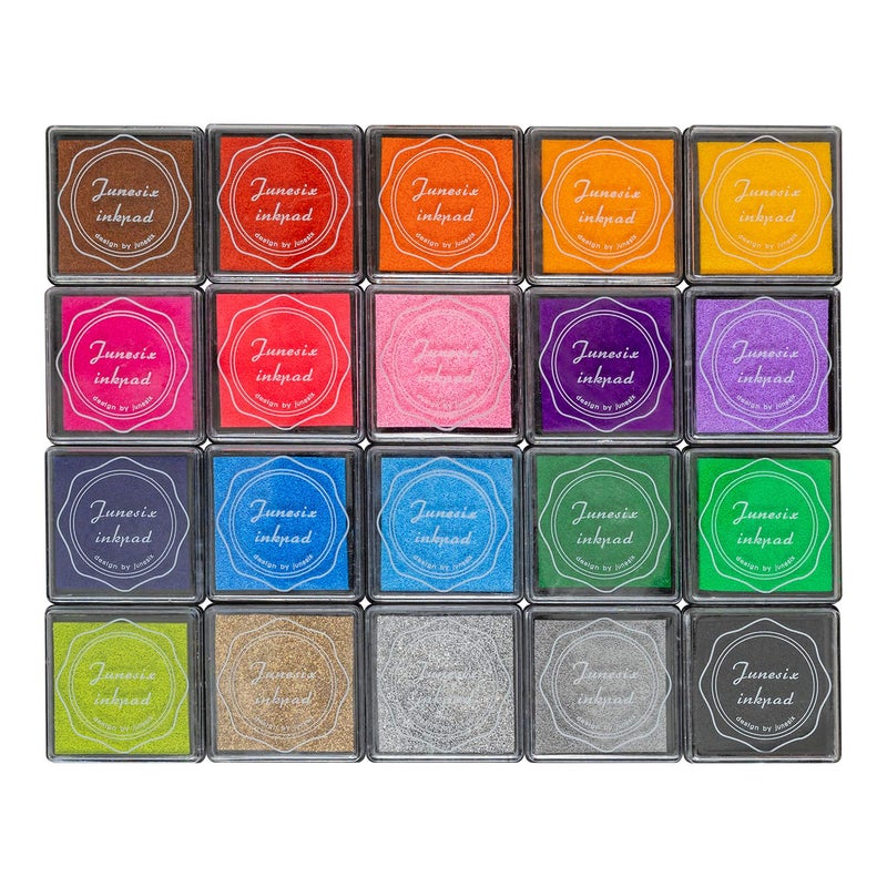 Ancwzoz Ancwzoz Ink Pad 20 Colors Washable Finger Craft Ink Pad for Kids Stamping 157X157