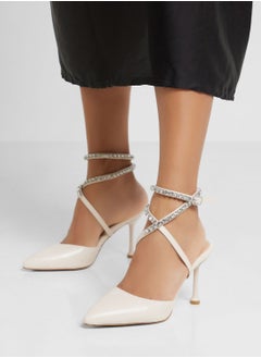 Diamante Cross Over Strap Pump