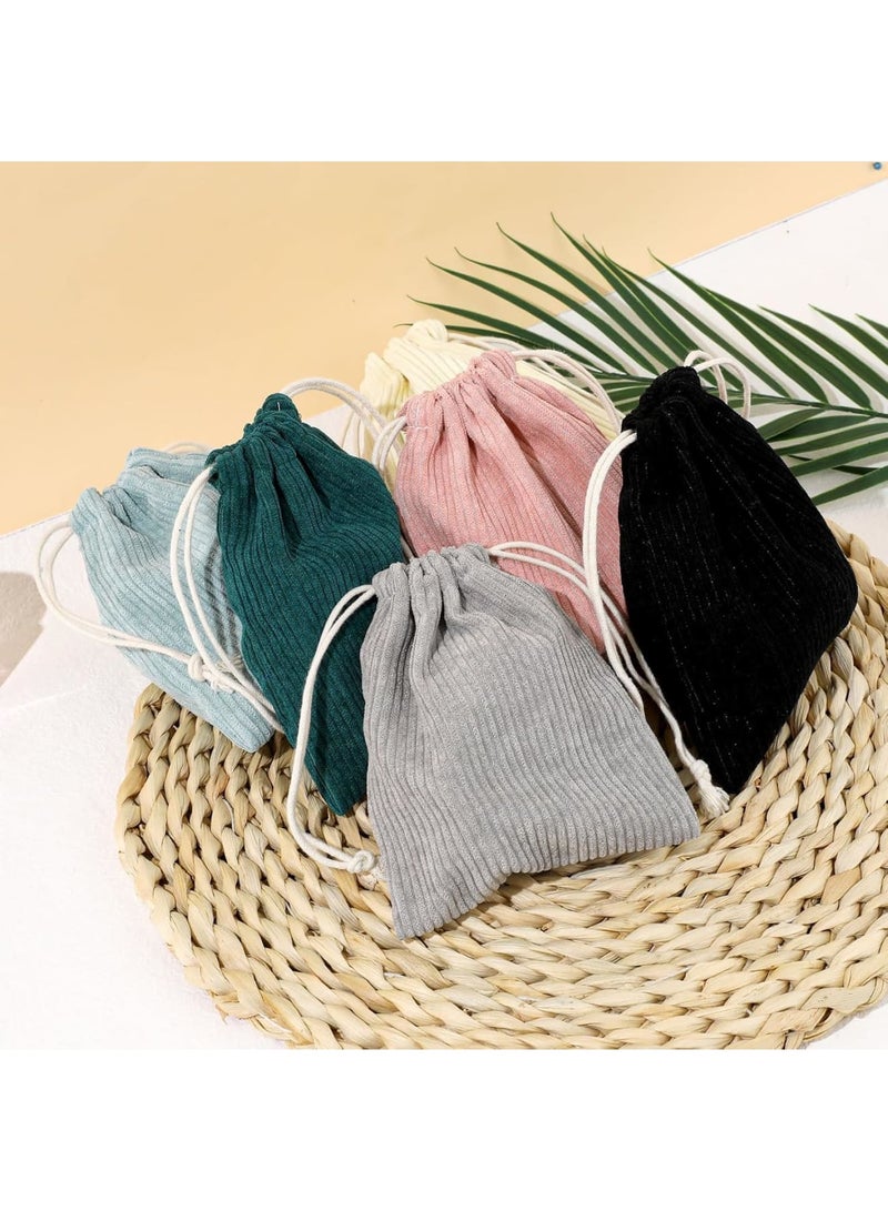 SOLARAE Small Makeup Bag, 6 Pieces Cosmetic Bag, Drawstring Type Small Makeup Pouch, Portable Velvet Cosmetic Bag, Storage Bag Drawstring Pocket, for Cosmetics Headphones Jewelry - Image 3