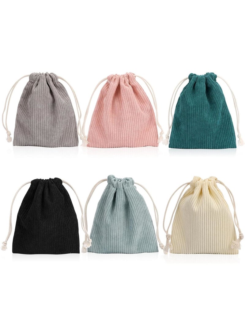 SOLARAE Small Makeup Bag, 6 Pieces Cosmetic Bag, Drawstring Type Small Makeup Pouch, Portable Velvet Cosmetic Bag, Storage Bag Drawstring Pocket, for Cosmetics Headphones Jewelry - Image 1