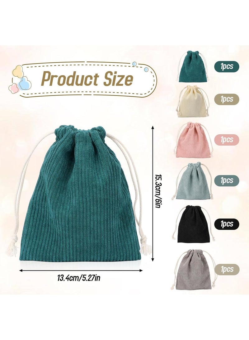 SOLARAE Small Makeup Bag, 6 Pieces Cosmetic Bag, Drawstring Type Small Makeup Pouch, Portable Velvet Cosmetic Bag, Storage Bag Drawstring Pocket, for Cosmetics Headphones Jewelry - Image 2