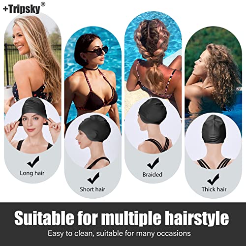 Tripsky Silicone Swim Cap for Long Hair, Swimming Cap for Women Men Teenagers, Stereoscopic Pattern Bathing Cap Ideal for Curly Short Medium Long Hair - Image 4