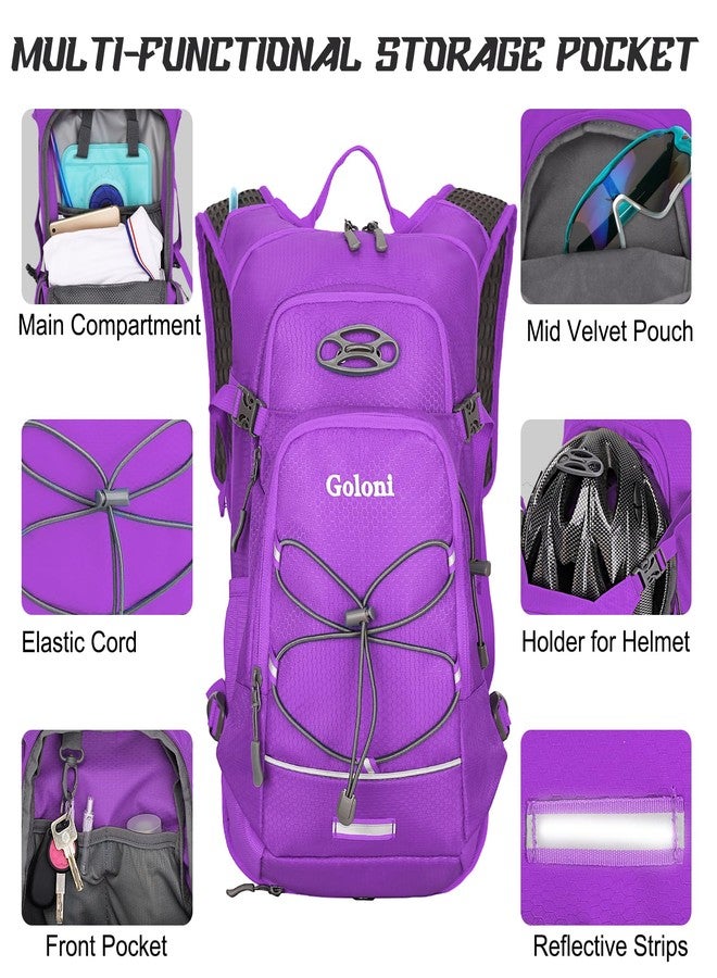 Goloni Hydration Pack - Purple, 2L, Hiking, Running, Biking, Lightweight, Insulated, Leak-Proof, Comfortable, Adjustable, Reflective, Rain Cover - Image 3